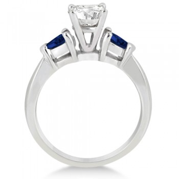 Pear Three Stone Blue Sapphire Engagement Ring 14k White Gold (0.50ct)