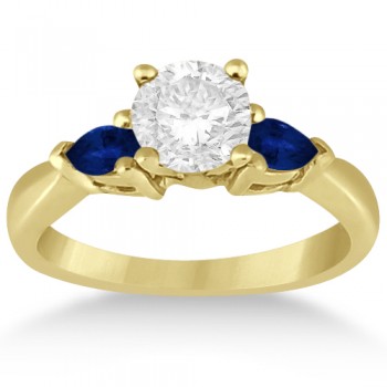Pear Three Stone Blue Sapphire Engagement Ring 18k Yellow Gold (0.50ct)