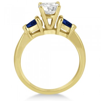 Pear Three Stone Blue Sapphire Engagement Ring 18k Yellow Gold (0.50ct)
