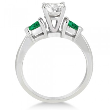 Pear Cut Three Stone Emerald Engagement Ring 14k White Gold (0.50ct)