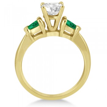 Pear Cut Three Stone Emerald Engagement Ring 18k Yellow Gold (0.50ct)