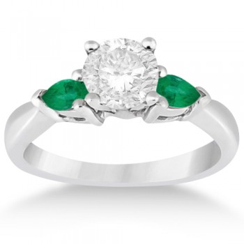 Pear Cut Three Stone Emerald Engagement Ring Platinum (0.50ct)