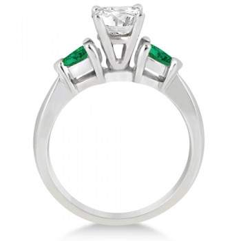 Pear Cut Three Stone Emerald Engagement Ring Platinum (0.50ct)