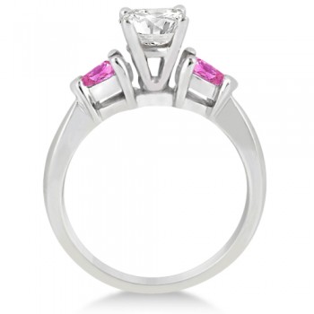 Three Stone Pink Sapphire Engagement Ring 14k White Gold (0.50ct)