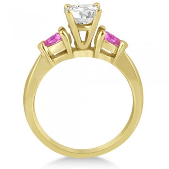 Three Stone Pink Sapphire Engagement Ring 14k Yellow Gold (0.50ct)