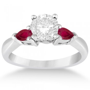 Pear Cut Three Stone Ruby Engagement Ring 14k White Gold (0.50ct)