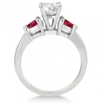 Pear Cut Three Stone Ruby Engagement Ring 14k White Gold (0.50ct)