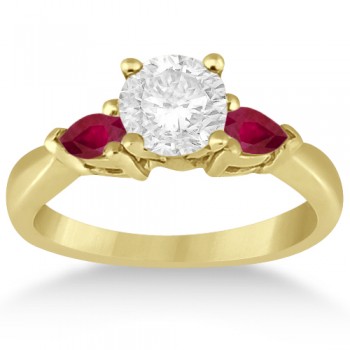 Pear Cut Three Stone Ruby Engagement Ring 14k Yellow Gold (0.50ct)