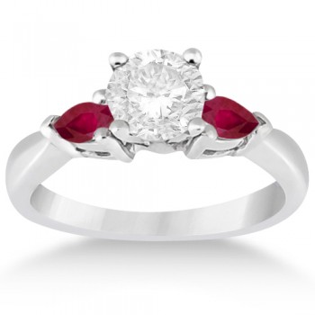 Pear Cut Three Stone Ruby Engagement Ring Platinum (0.50ct)