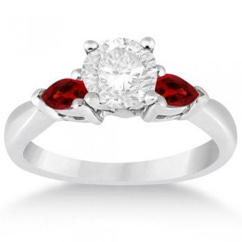 Pear Cut Three Stone Garnet Engagement Ring 14k White Gold (0.50ct)