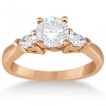 Three Stone Pear Shaped Lab Diamond Engagement Ring 18k Rose Gold (0.50ct)