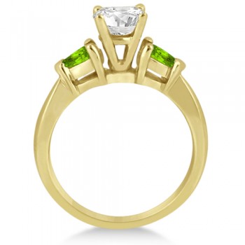 Pear Cut Three Stone Peridot Engagement Ring 14k Yellow Gold (0.50ct)