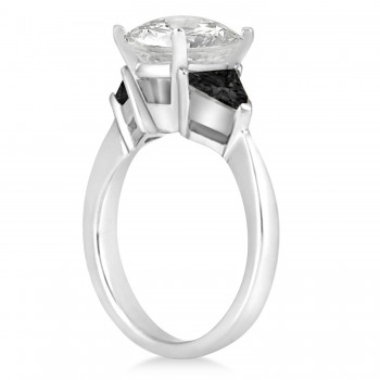 Black Diamond Three Stone Trilliant Engagement Ring 14k White Gold (0.70ct)