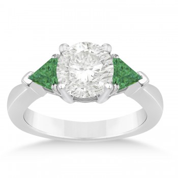 Emerald Three Stone Trilliant Engagement Ring Platinum (0.70ct)