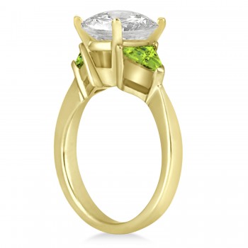 Peridot Three Stone Trilliant Engagement Ring 14k Yellow Gold (0.70ct)