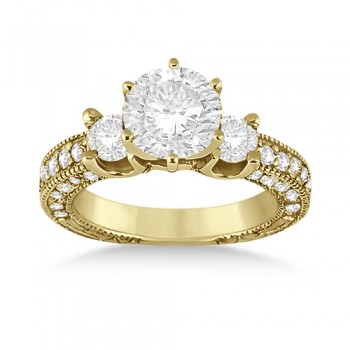 Vintage Three-Stone Lab Diamond Engagement Ring 14k Yellow Gold (1.00ct)