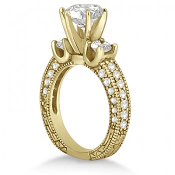 Vintage Three-Stone Lab Diamond Engagement Ring 18k Yellow Gold (1.00ct)
