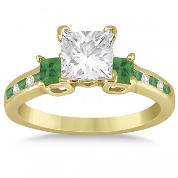 Emerald Three Stone Engagement Ring in 14k Yellow Gold (0.62ct)