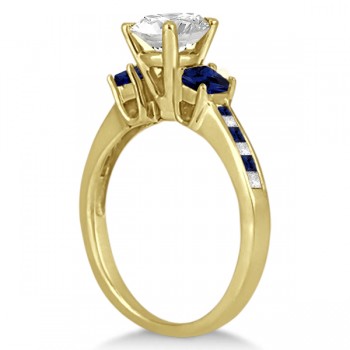 Princess Cut Diamond & Sapphire Engagement Ring 14k Yellow Gold (0.68ct)