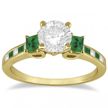 Princess Cut Diamond & Emerald Engagement Ring 14k Yellow Gold (0.68ct)