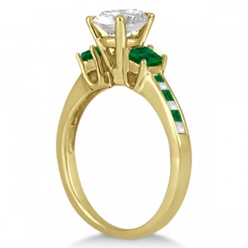 Princess Cut Diamond & Emerald Engagement Ring 14k Yellow Gold (0.68ct)