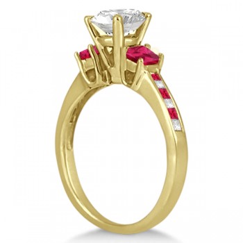 Princess Cut Diamond & Ruby Engagement Ring 14k Yellow Gold (0.64ct)