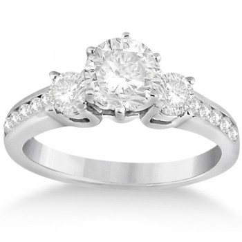 Three-Stone Diamond Engagement Ring with Sidestones in 14k White Gold (0.45 ctw)
