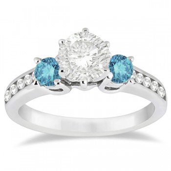 3 Stone White & Blue Diamond Engagement Ring 14K White Gold (0.45 ctw)