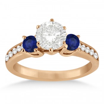 Three-Stone Sapphire & Lab Diamond Engagement Ring 14k Rose Gold (0.60ct)