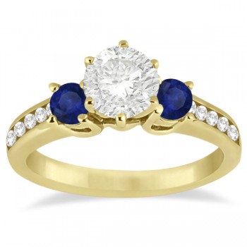 Three-Stone Sapphire & Lab Diamond Engagement Ring 14k Yellow Gold (0.60ct)