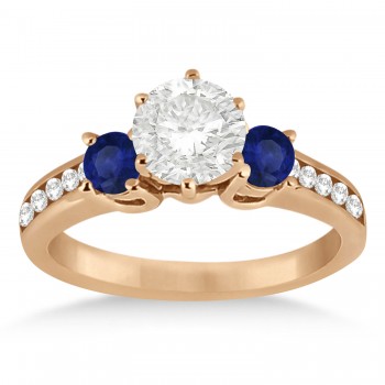 Three-Stone Sapphire & Diamond Engagement Ring 18k Rose Gold (0.60ct)