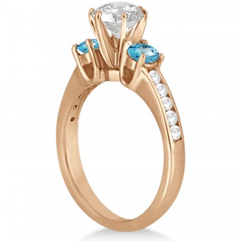 Three-Stone Blue Topaz & Diamond Engagement Ring 14k Y. Gold (0.45ct)