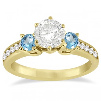 Three-Stone Blue Topaz & Diamond Engagement Ring 14k Y. Gold (0.45ct)