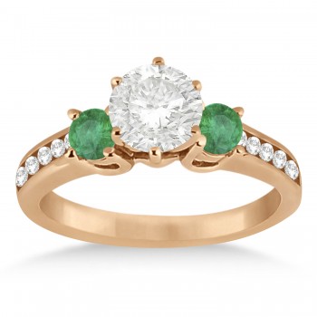 Three-Stone Lab Emerald & Lab Diamond Engagement Ring 14k Rose Gold (0.45ct)