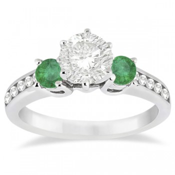 Three-Stone Lab Emerald & Lab Diamond Engagement Ring 14k White Gold (0.45ct)