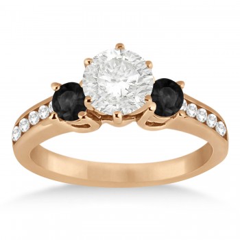 3 Stone White & Black Diamond Engagement Ring 14K Rose Gold (0.45 ctw)