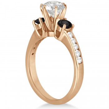 3 Stone White & Black Diamond Engagement Ring 14K Rose Gold (0.45 ctw)