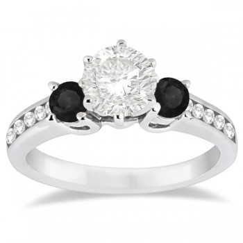 3 Stone White & Black Diamond Engagement Ring 14K White Gold (0.45 ctw)