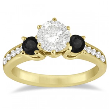 3 Stone White & Black Diamond Engagement Ring 14K Yellow Gold (0.45 ctw)