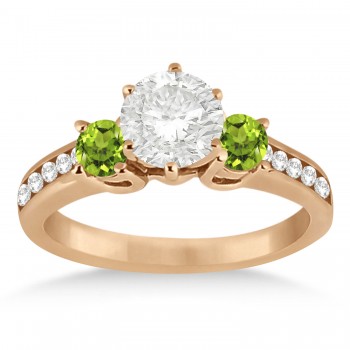 Three-Stone Peridot & Diamond Engagement Ring 18k Rose Gold (0.45ct)