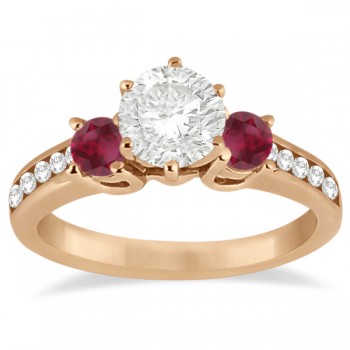 Three-Stone Ruby & Diamond Engagement Ring 14k Rose Gold (0.60ct)