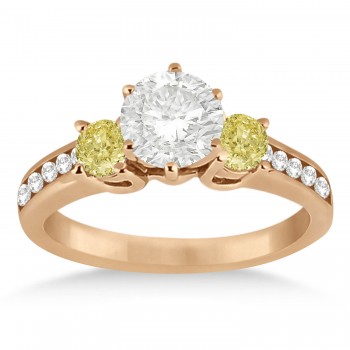 3 Stone White & Yellow Diamond Engagement Ring 14K Rose Gold (0.45 ctw)