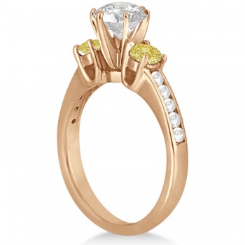 3 Stone White & Yellow Diamond Engagement Ring 14K Rose Gold (0.45 ctw)