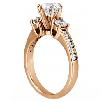 Three-Stone Lab Grown Diamond Engagement Ring with Sidestones in 14k Rose Gold (0.45 ctw)