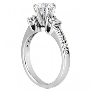 Three-Stone Lab Grown Diamond Engagement Ring with Sidestones in 14k White Gold (0.45 ctw)