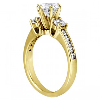 Three-Stone Lab Grown Diamond Engagement Ring with Sidestones in 14k Yellow Gold (0.45 ctw)