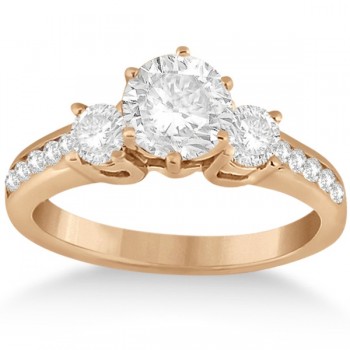 Three-Stone Lab Grown Diamond Engagement Ring with Sidestones in 18k Rose Gold (0.45 ctw)