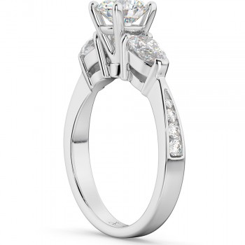 Three Stone Pear Cut Diamond Engagement Ring 18k White Gold (0.51ct)