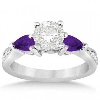 Diamond & Pear Amethyst Engagement Ring Platinum (0.79ct)