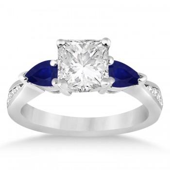 Emerald Diamond & Pear Blue Sapphire Engagement Ring in Palladium (1.29ct)